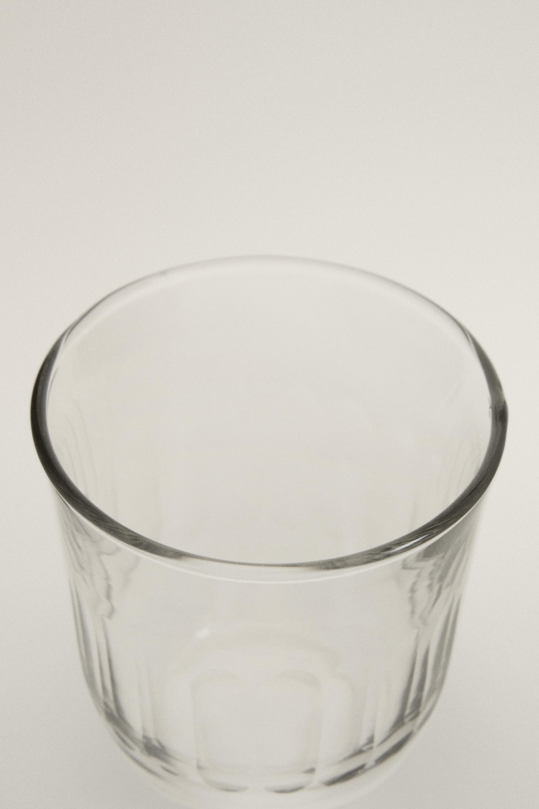 VERTICAL RAISED DESIGN GLASS TUMBLER